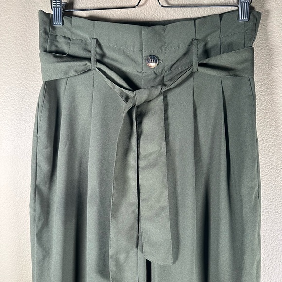Madewell Drapey Paperbag High Rise Pants in Olive Green - Picture 5 of 8